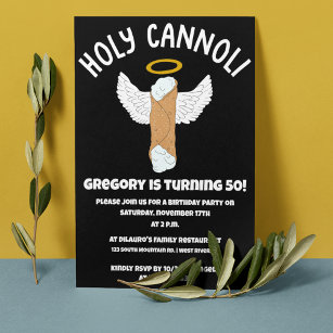 Funny Holy Cannoli Italian Themed Party Invitation