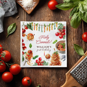 Funny Holy Cannoli little meatball 1st birthday Napkin