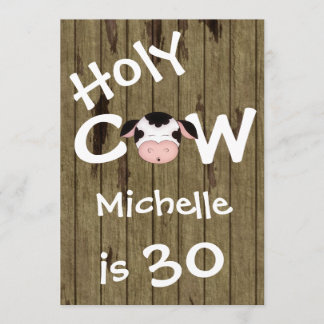 Funny Holy Cow 30th Humourous Birthday Invitation