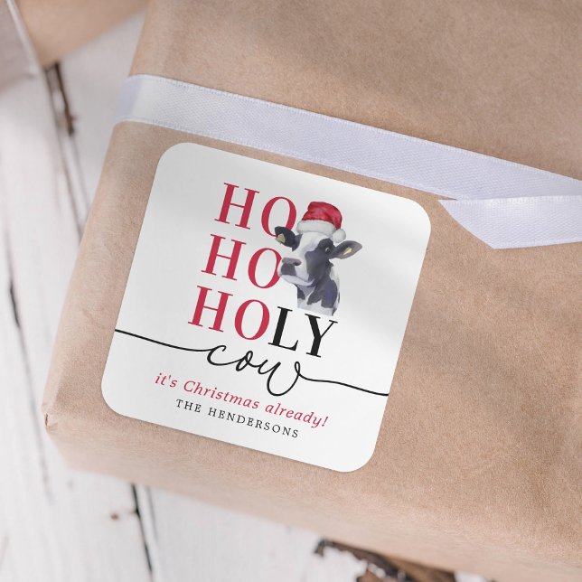 Funny Holy Cow Christmas Holiday Square Sticker (Creator Uploaded)