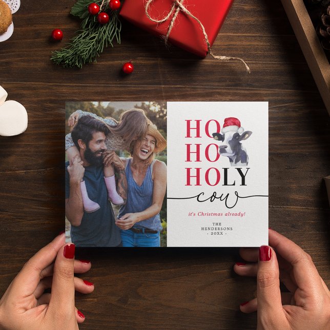 Funny Holy Cow Christmas Photo Holiday Card (Creator Uploaded)