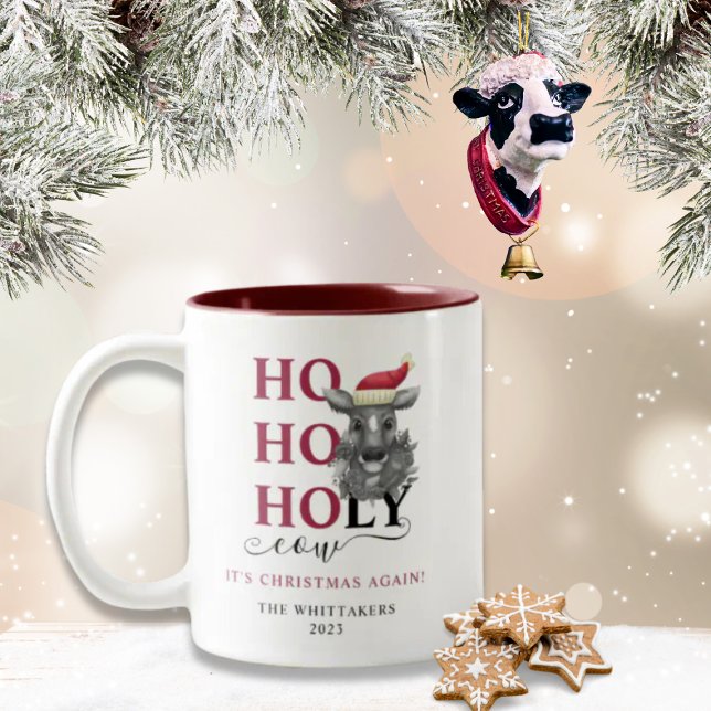 Funny Holy Cow Christmas Two-Tone Coffee Mug (Creator Uploaded)