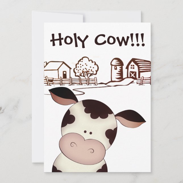 Funny Holy Cow Farm Humourous 40th Birthday Party Invitation (Front)