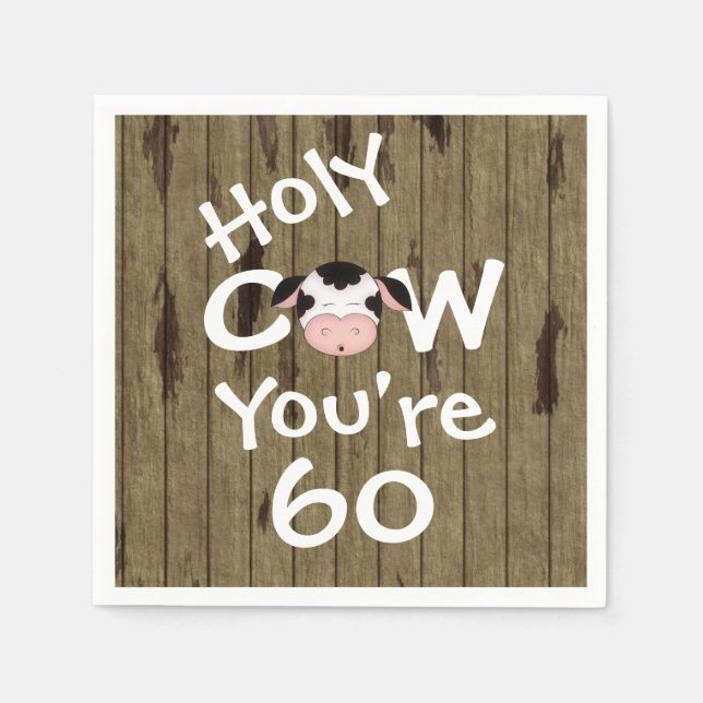 Funny Holy Cow You're 60 Humourous Birthday Napkin (Front)