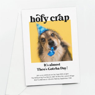 Funny Holy Crap Pet Cat Dog Gotcha Day Invitation