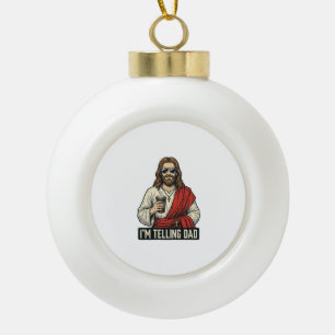 Funny Holy Father Coffee Vintage Engraving Shirt D Ceramic Ball Christmas Ornament