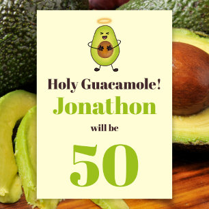 Funny holy guacamole pun 50th birthday party invitation