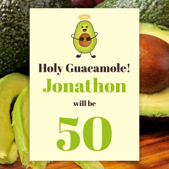 Funny holy guacamole pun 50th birthday party invitation (Creator Uploaded)