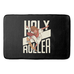 Funny Holy Roller Skateboarding Jesus Bath Mat