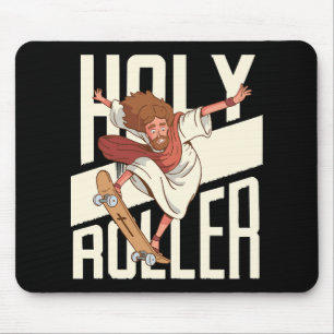 Funny Holy Roller Skateboarding Jesus Mouse Pad