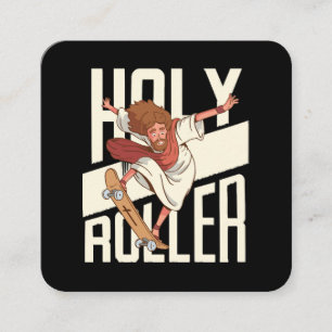 Funny Holy Roller Skateboarding Jesus Square Business Card