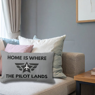 Funny Home Is Where The Pilot Lands Plane Welcome  Lumbar Cushion