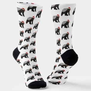 Funny Honey Badger Badass Santa Christmas Socks