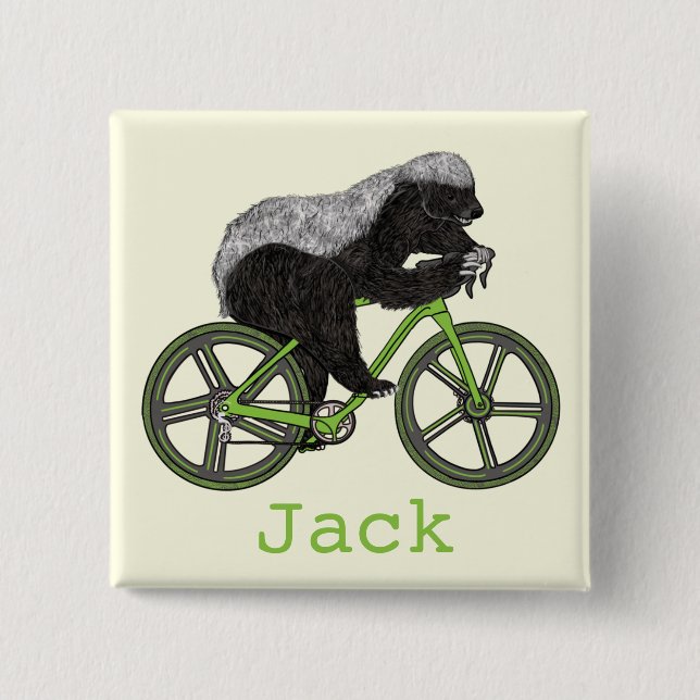 Funny Honey Badger Cycling Badass Bicycle Add Name 15 Cm Square Badge (Front)