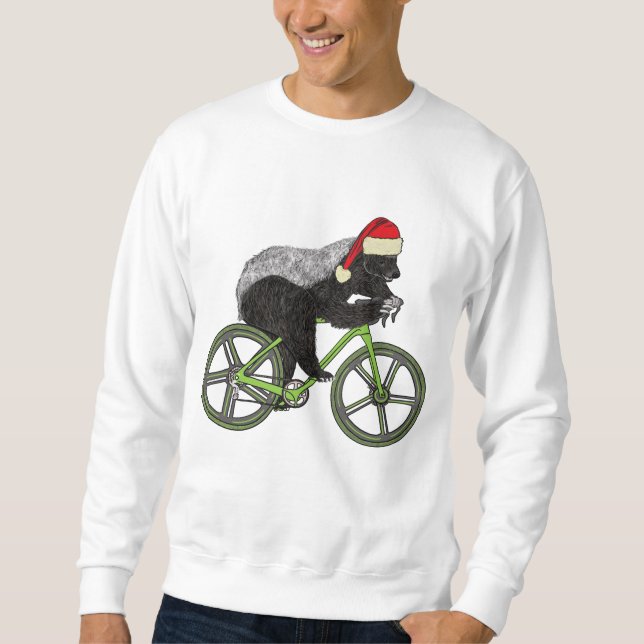 Funny Honey Badger Cycling Christmas Sweatshirt (Front)