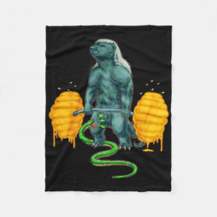 Funny Honey Badger Deadlifting Weightlifting Bodyb Fleece Blanket