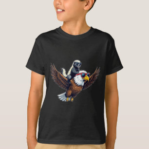 Funny honey badger riding bald eagle sunglasses T-Shirt