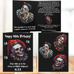 Funny Horror Evil Circus Clowns Dark 40th Birthday Card
