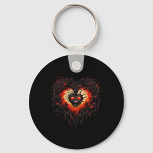 Funny Horror Ghost Red Heart Skull Creepy Hallowee Key Ring