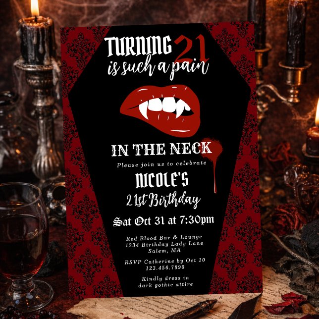 Funny Horror Gothic Vampire Any Age Birthday Party Invitation (Creator Uploaded)