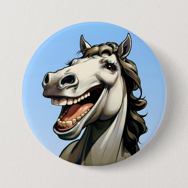 funny horse 7.5 cm round badge (Front)