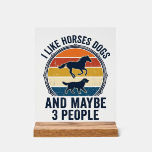 Funny Horse and Dog Lover Vintage Sunset Design_1 Acrylic Sign