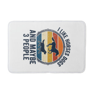 Funny Horse and Dog Lover Vintage Sunset Design_1 Bath Mat