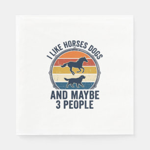 Funny Horse and Dog Lover Vintage Sunset Design_1 Napkin