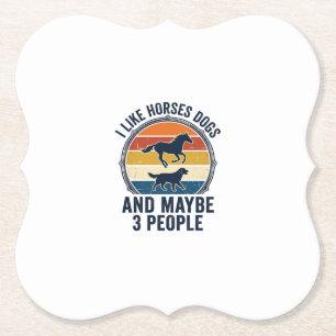 Funny Horse and Dog Lover Vintage Sunset Design_1 Paper Coaster