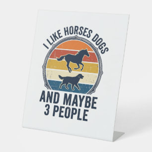 Funny Horse and Dog Lover Vintage Sunset Design_1 Pedestal Sign