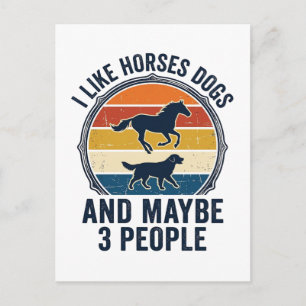 Funny Horse and Dog Lover Vintage Sunset Design_1 Postcard