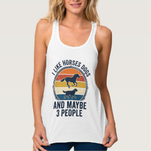 Funny Horse and Dog Lover Vintage Sunset Design_1 Singlet