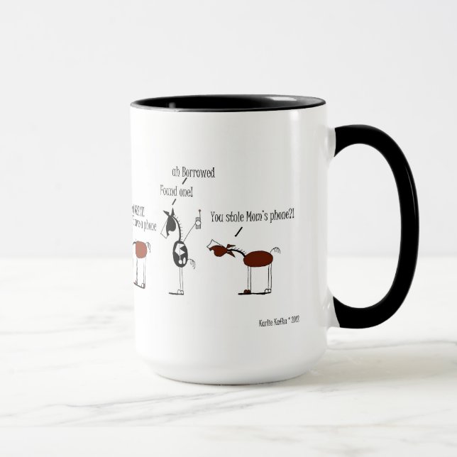 Funny Horse and Donkey Cartoon Mug (Right)