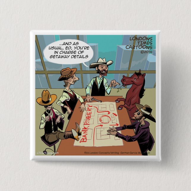 Funny Horse Bank Robber 15 Cm Square Badge (Front)