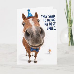 Funny Horse Birthday Card   Big Teeth Fisheye Humo