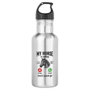 Funny Horse Calling Vintage Engraving T-Shirt_1 532 Ml Water Bottle