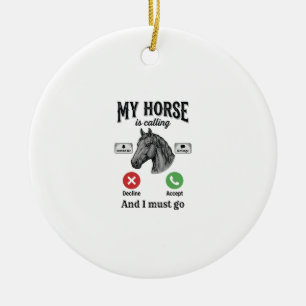 Funny Horse Calling Vintage Engraving T-Shirt_1 Ceramic Tree Decoration