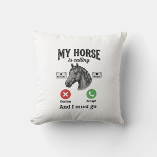 Funny Horse Calling Vintage Engraving T-Shirt_1 Cushion