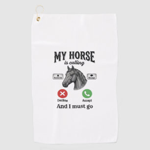 Funny Horse Calling Vintage Engraving T-Shirt_1 Golf Towel