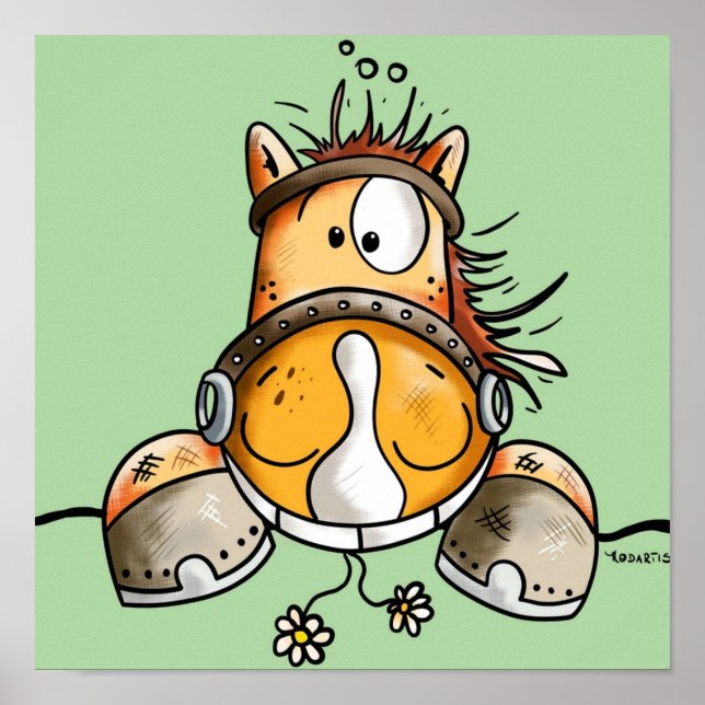 Funny Horse Cartoon Poster (Front)