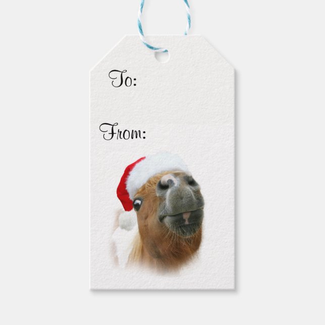 Funny horse Christmas Gift Tags (Front)