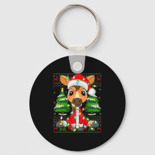 Funny Horse Christmas Lights Santa Costume Ugly Xm Key Ring