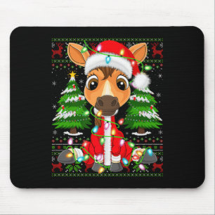 Funny Horse Christmas Lights Santa Costume Ugly Xm Mouse Pad