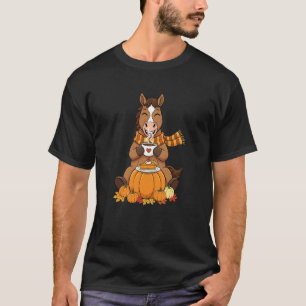 Funny Horse Coffee Autumn Thanksgiving Womens Mens T-Shirt