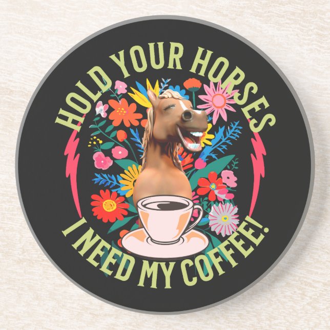 Funny Horse Coffee Lover Humour Coaster (Front)