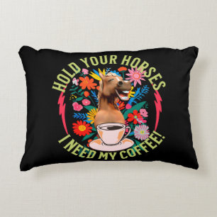 Funny Horse Coffee Lover Humour Decorative Cushion