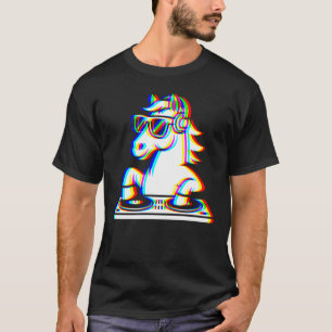Funny Horse DJ Glitch Rave EDM Music Party T-Shirt