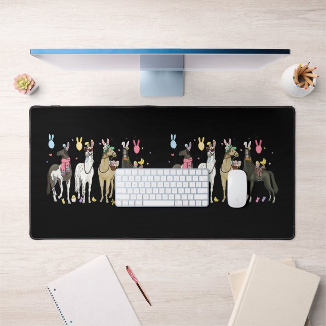 Funny Horse Easter Day Farm Animal Cute Bunny Hors Desk Mat (Office 1)