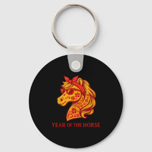 Funny Horse Gles Happy Chinese New Year Of The Hor Key Ring