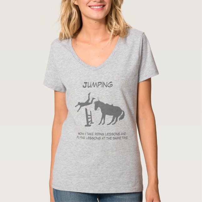 Funny Horse Jumping Flying Falling Humour T-Shirt (Front)